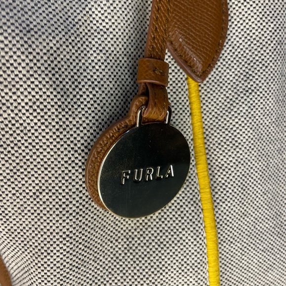 Furla Piped Trim Woven Textile Tote - Picture 12 of 13
